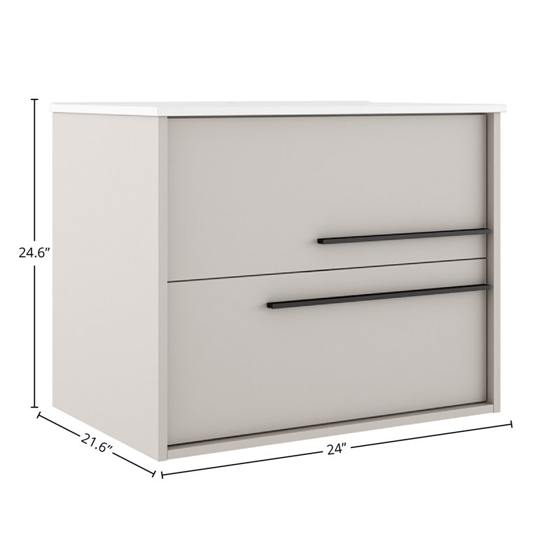 Bathroom Vanity Cabinet AQUA Collection by DAX, Beige/Silver, 24" W