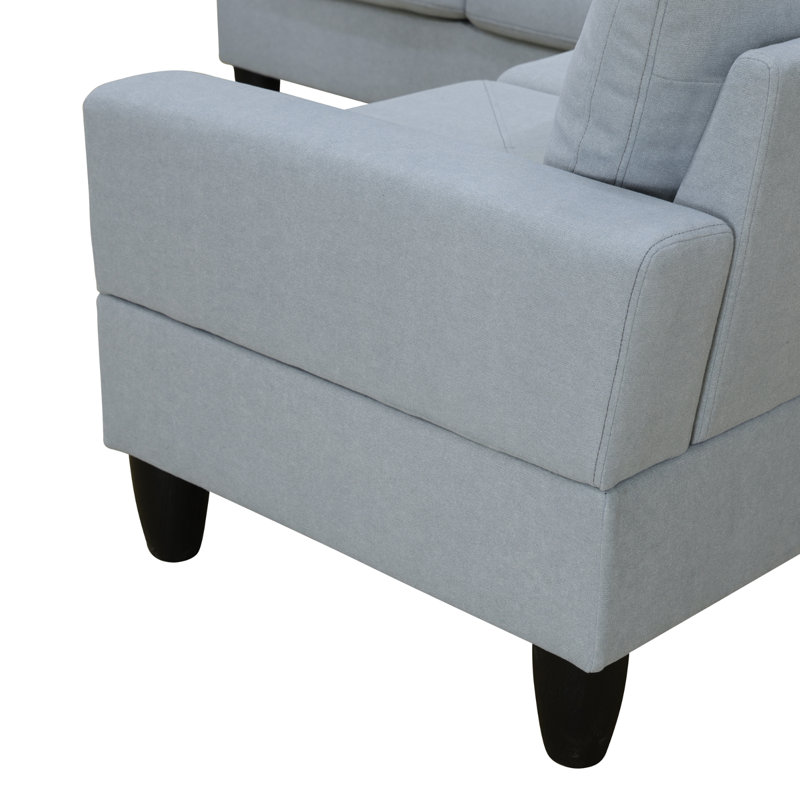  Canapé modulaire de coin en L gris 4 pièces Lazara, Mélange de polyester gris clair, Noir
