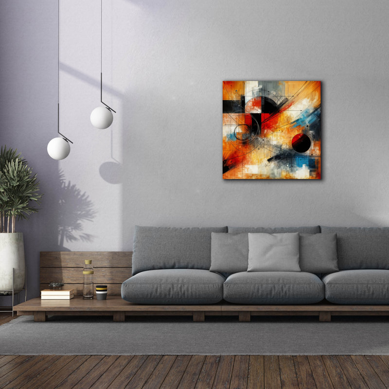 Toile épique «Circles Abstract 2» par Rey Klimt, art épique, 37 po x 37 po