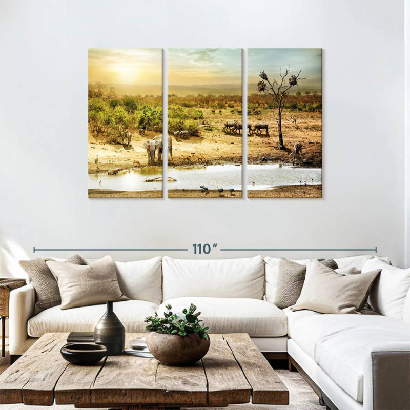 Sebbie South African Elephants, 48" H x 74" W