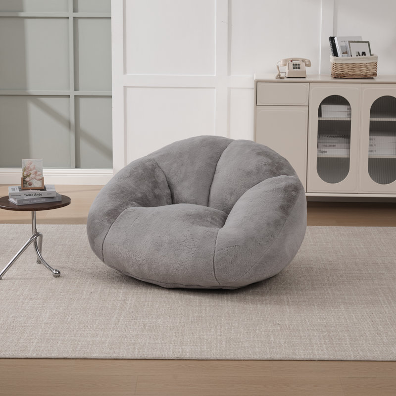 Faux Fur Bean Bag Chair, Light Grey
