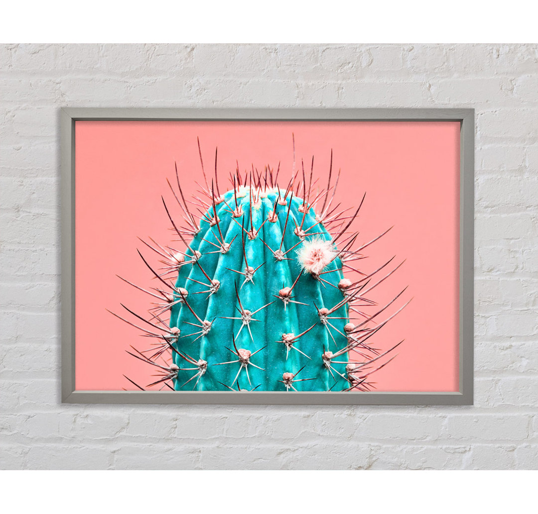 Teal Cactus - Einzelner Bilderrahmen Kunstdrucke auf Leinwand