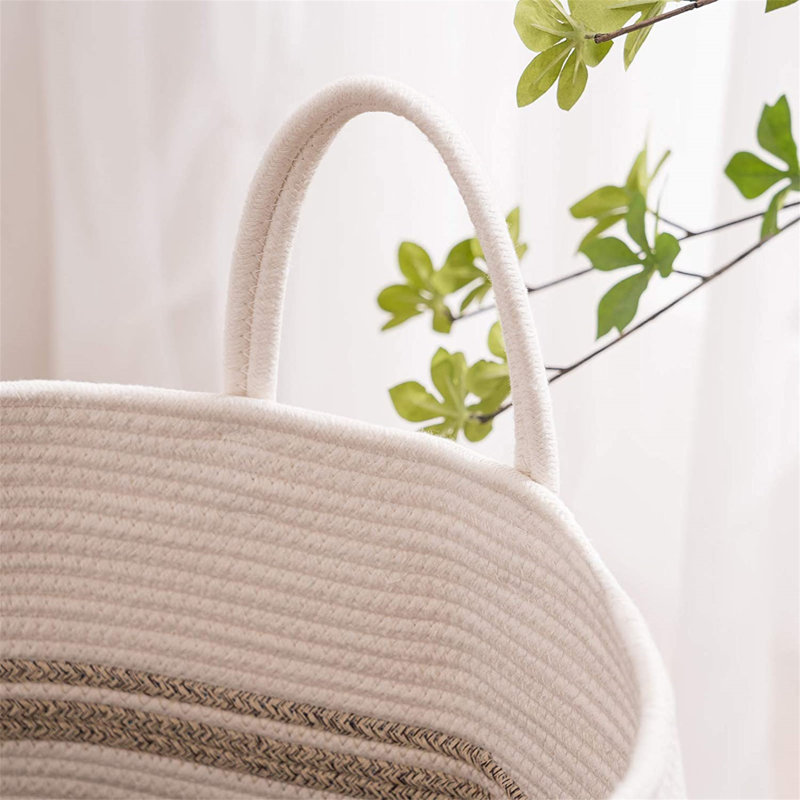 Laundry Basket, White Brown