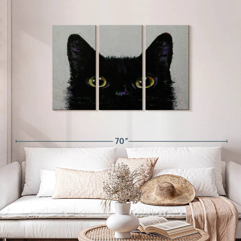 Black Cat Peeking, 28" H x 45" W