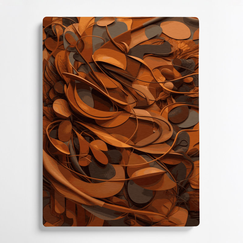 Abstrait 8 formes d'art en métal brun, H 11 po x l 14 po