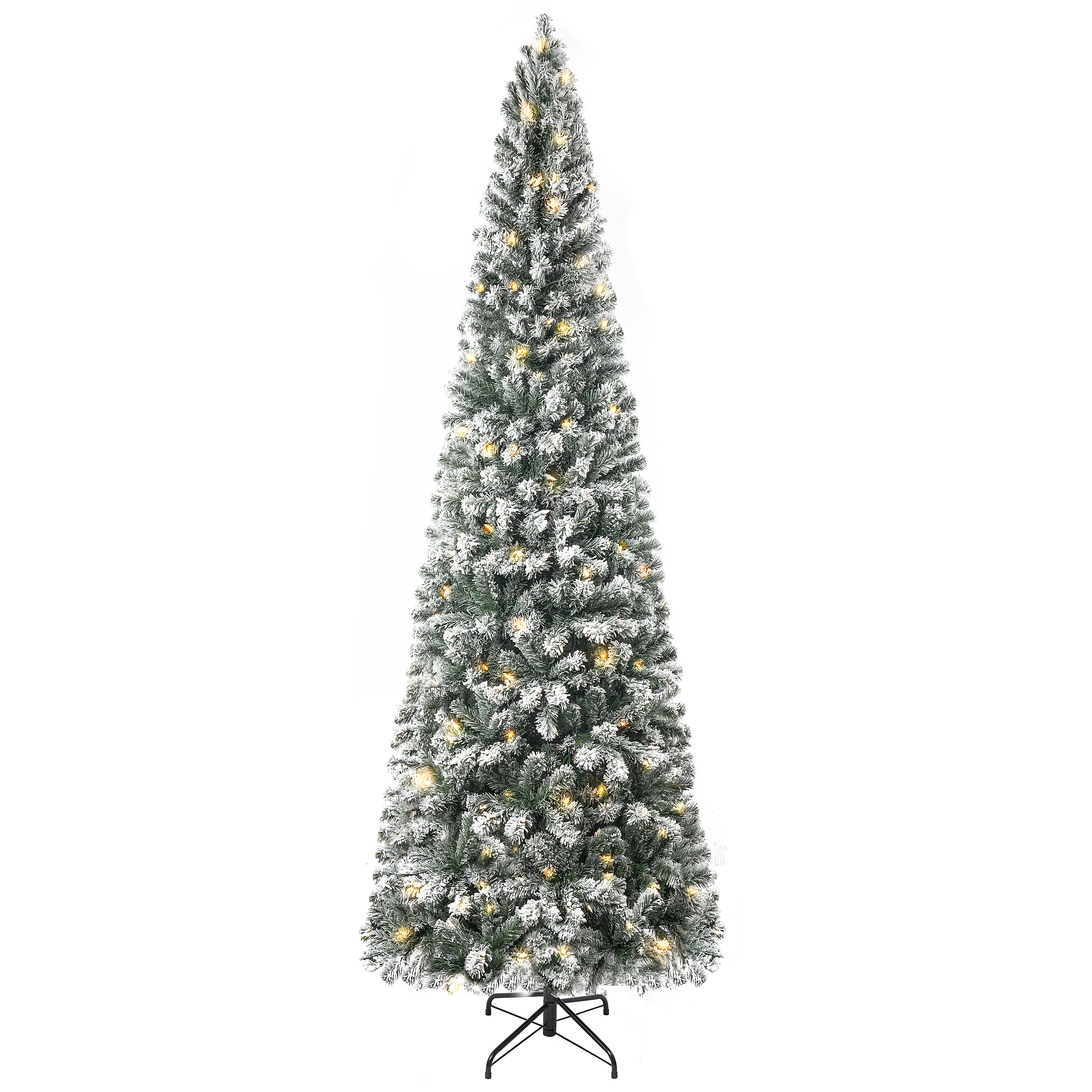 The Holiday Aisle® Traditional Slim Snow Flocked Christmas Tree with