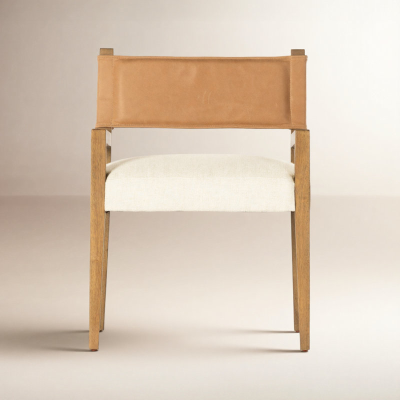 Chaise avec accoudoirs Lorretta, Crème Thames, Brun foncé