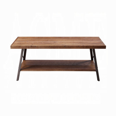 Table basse avec rangement en chêne patiné