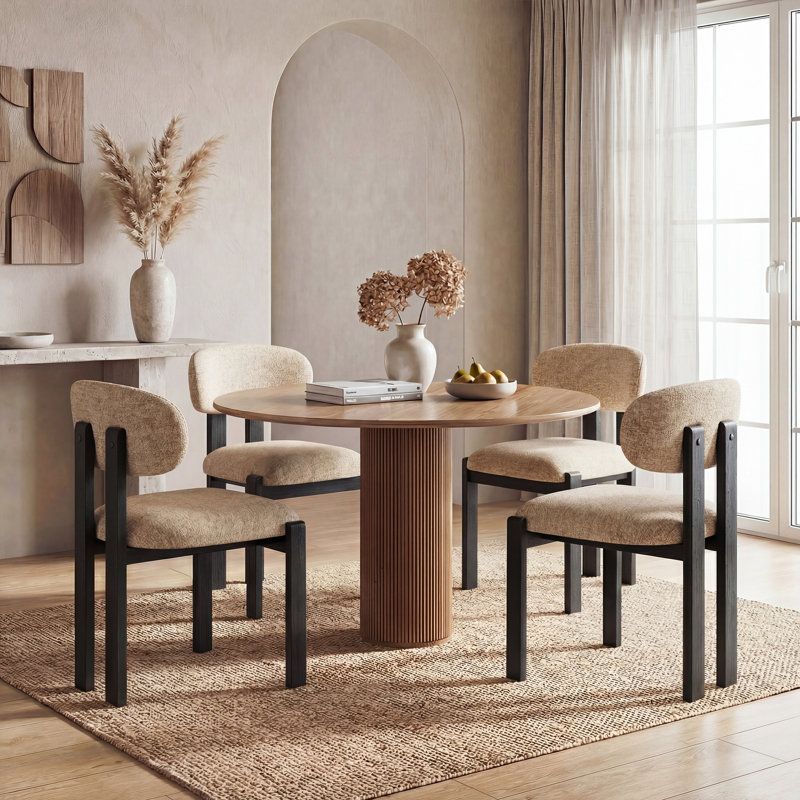 40.5cm H Fabric Upholstered Upholstered Back Side Chair in Beige, Camel, Black