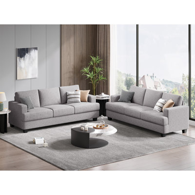 89" W 2-Piece Upholstered Linen Living Room Set