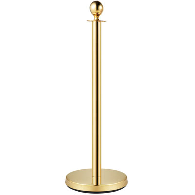 Gold Velvet Rope Stanchions 2-Pack, 37.8in Height, 201 Stainless Steel, 2-Piece Set, Velvet Rope Barrier, Gold, Compact Queue Posts