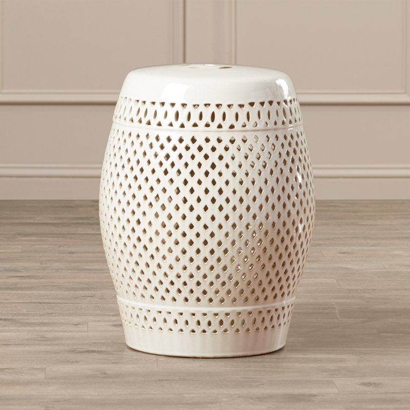 Tabouret de jardin en céramique Duro, Crème