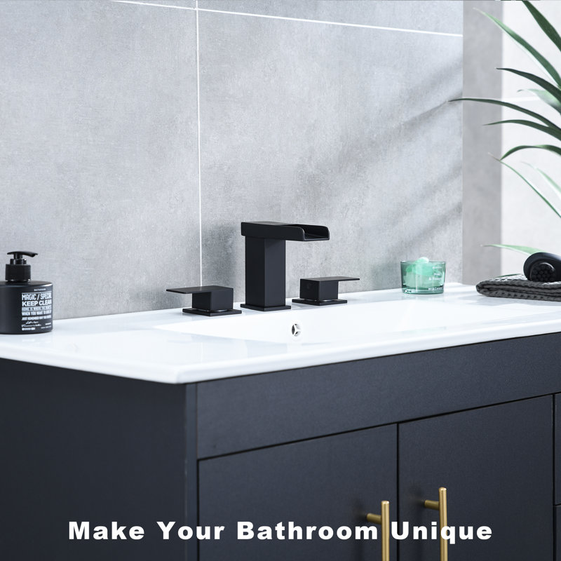 Widespread 2-handle Bathroom Faucet with Drain Assembly, Matte Black
