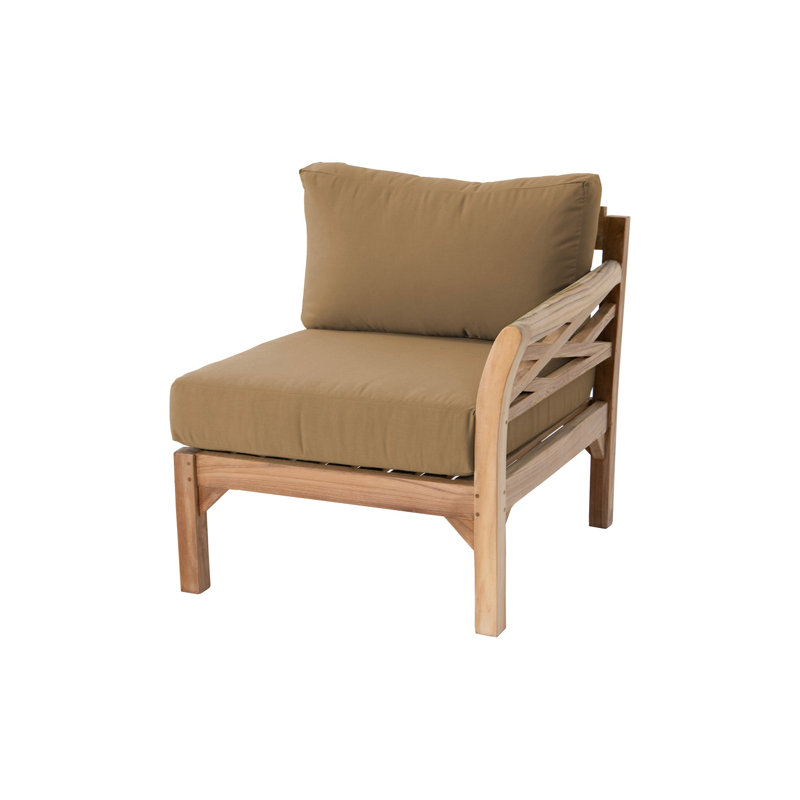 Monterey Teak Outdoor Right Arm Lounge Chair with Sunbrella Cushions, Cocoa