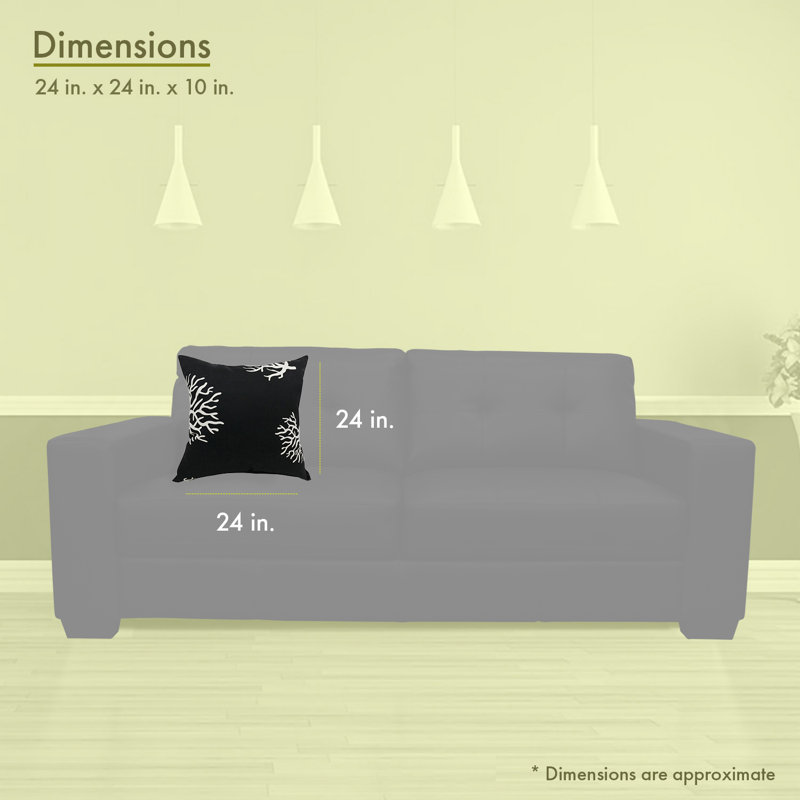 Housse de coussin carré et insert, 24 po x 24 po, Noir