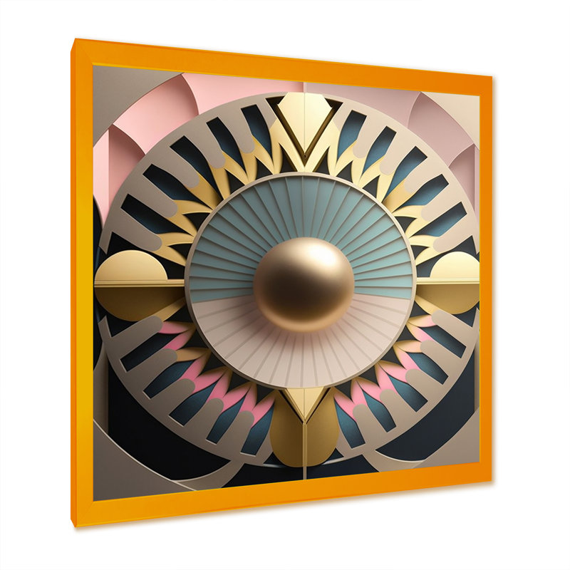 Golden Sphere Geometrics - reproduction sur toile, Impression dorée sur toile encadrée, H 24 po x l 24 po x P 1 po