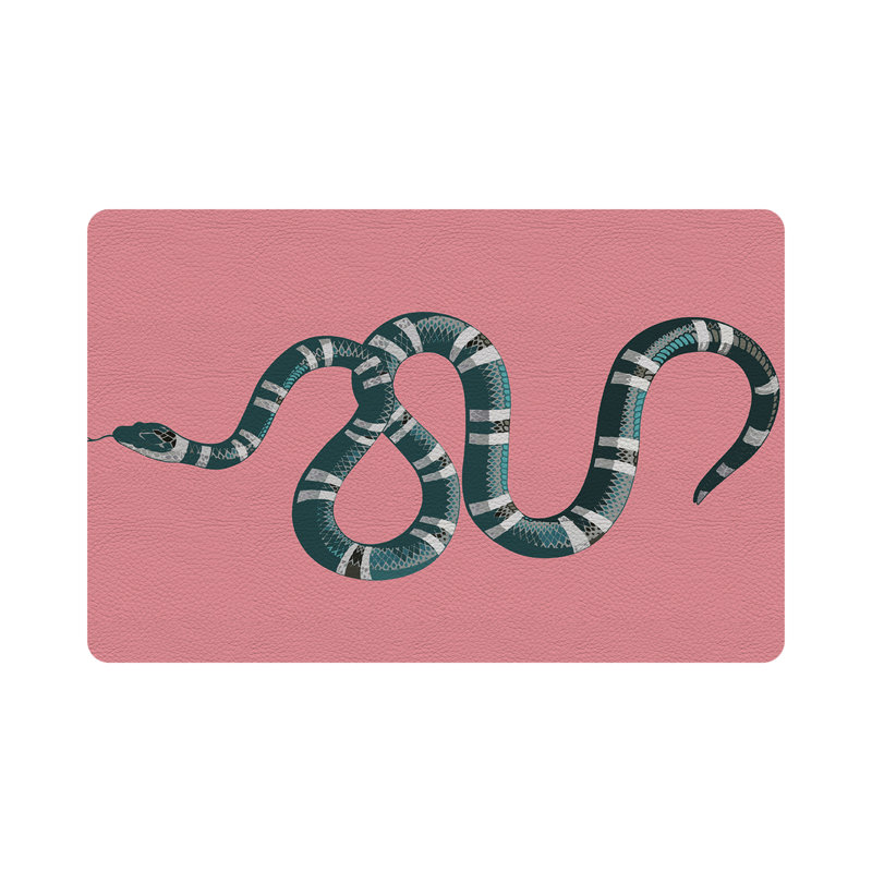Serpent Vegan Leather Rectangle Pebble Placemat, Pink