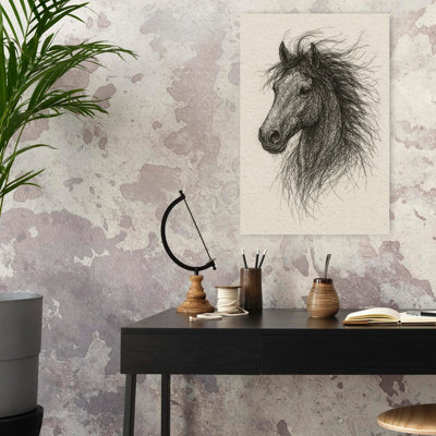 Art sauvage, croquis de cheval sauvage, art mural contemporain