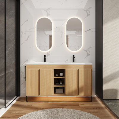 60" Double Sink Bathroom Vanity with Soft-Close Doors