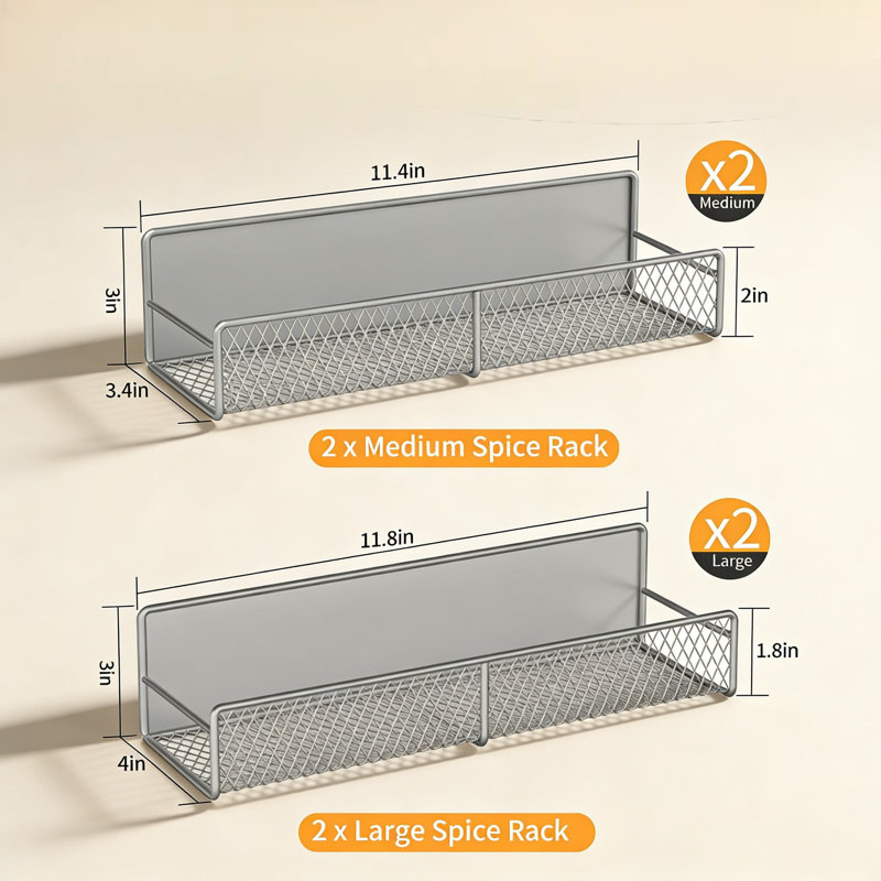 Étagère à épices magnétique avec aimants puissants, aucun perçage requis - solution de rangement pour réfrigérateur et cuisine peu encombrante avec fabrication en métal durable et conception de grille intelligente