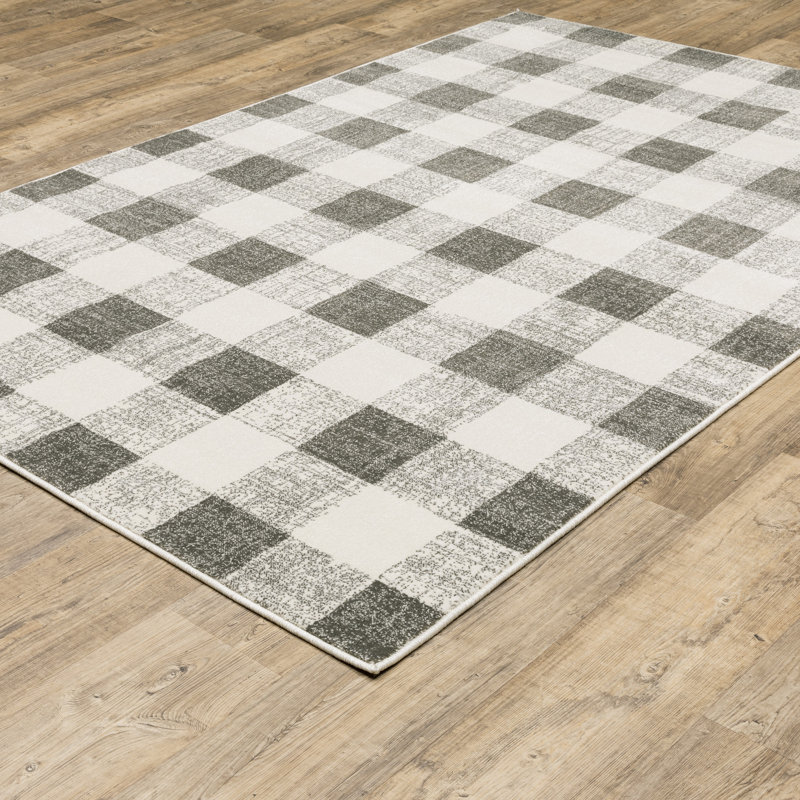 Tapis gris / ivoire Dashelle, Rectangle 9 pi 11 po x 13 pi