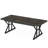 Rectangular Computer Desk With Dark Wood Brown Top And Black Metal Base For Office-679842312
