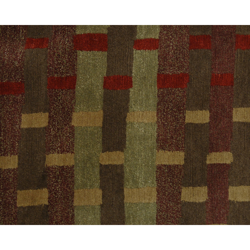 Rag Wool Striped Area Rug in Beige/Gold/Red