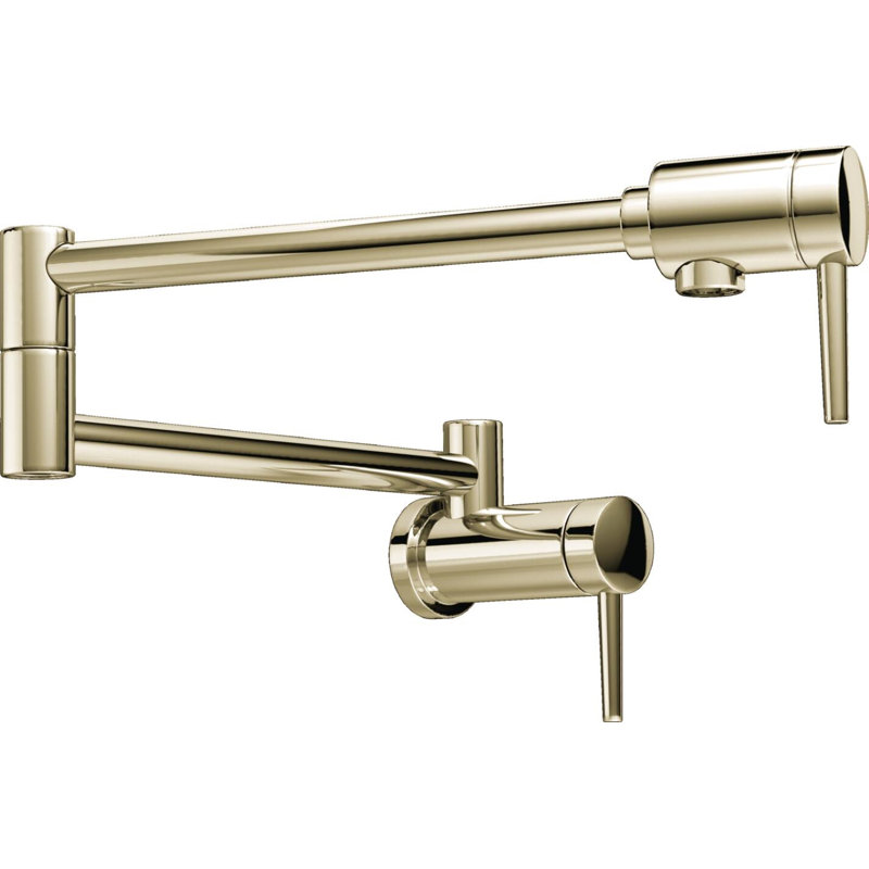 Contemporary Wall Mount Pot Filler, Polished Nickel