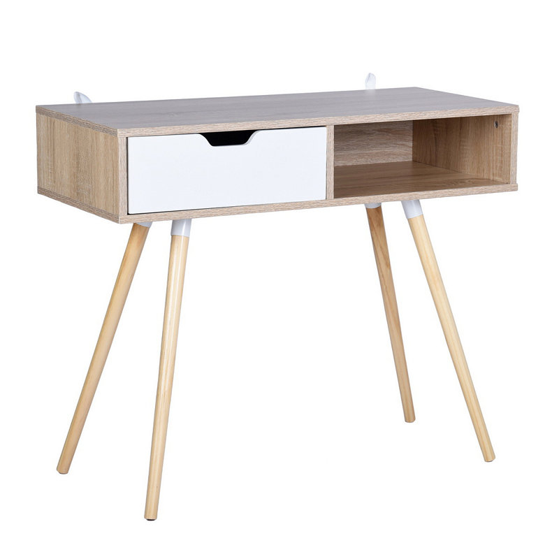 Bureau d'ordinateur avec tiroir, Chêne / blanc