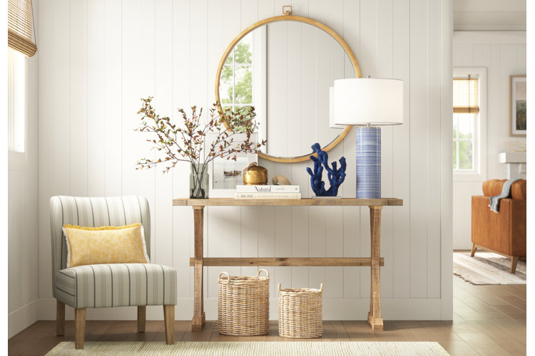 White shiplap wall paneling.
