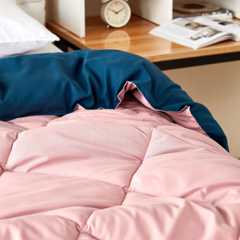 Édredon réversible pour lit simple TG, Rose / bleu marine