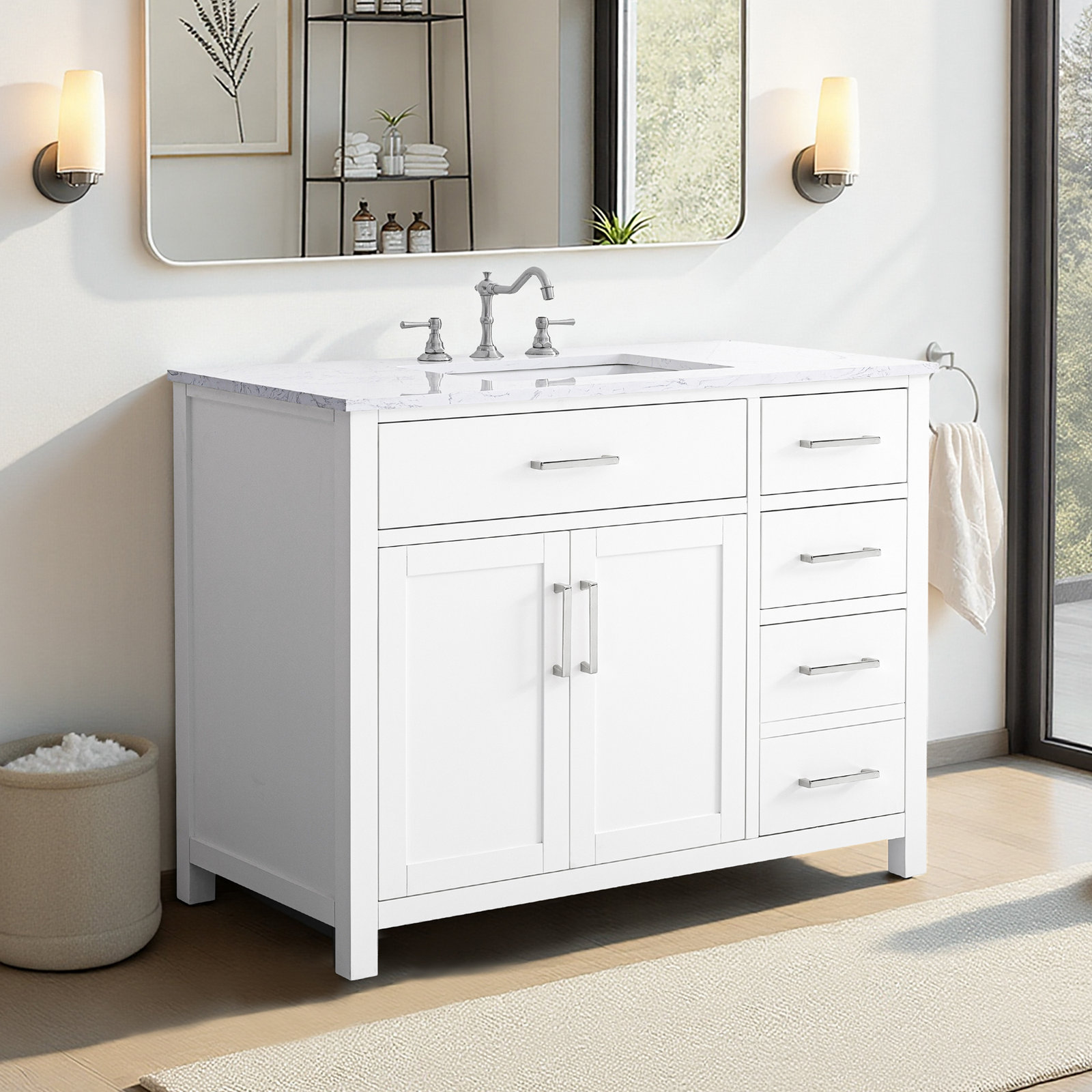 Shamar 42" Single Bathroom Vanity, White