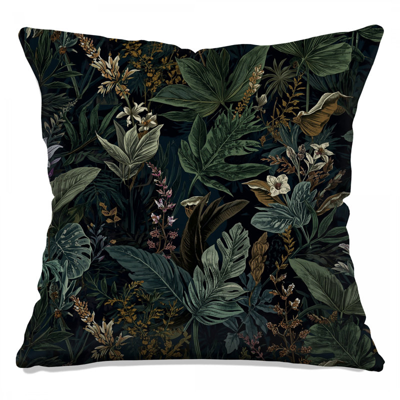Tropical Foliage Pattern Double Sided Throw Pillows, 14 x 14 inches