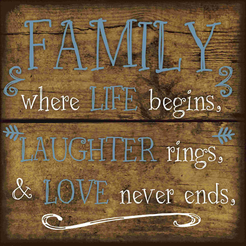 «Family Never Ends - Toile tendue», art textuel, H 12 po x l 12 po x P 1,25 po