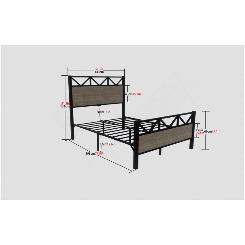 Full Size Bed Frame,Easy Assembly, Brown
