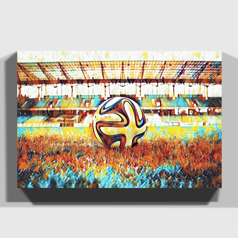 Football Pitch Ball Art - Wrapped Canvas, 40cm H x 60cm W