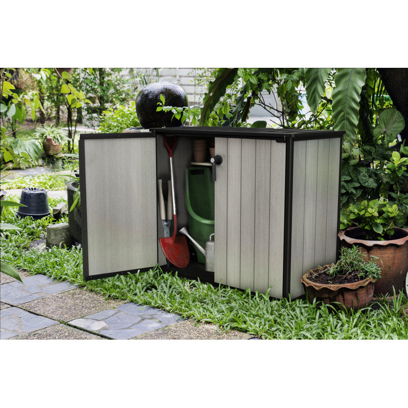 Gray Resin Outdoor Storage Shed with Paintable Walls
