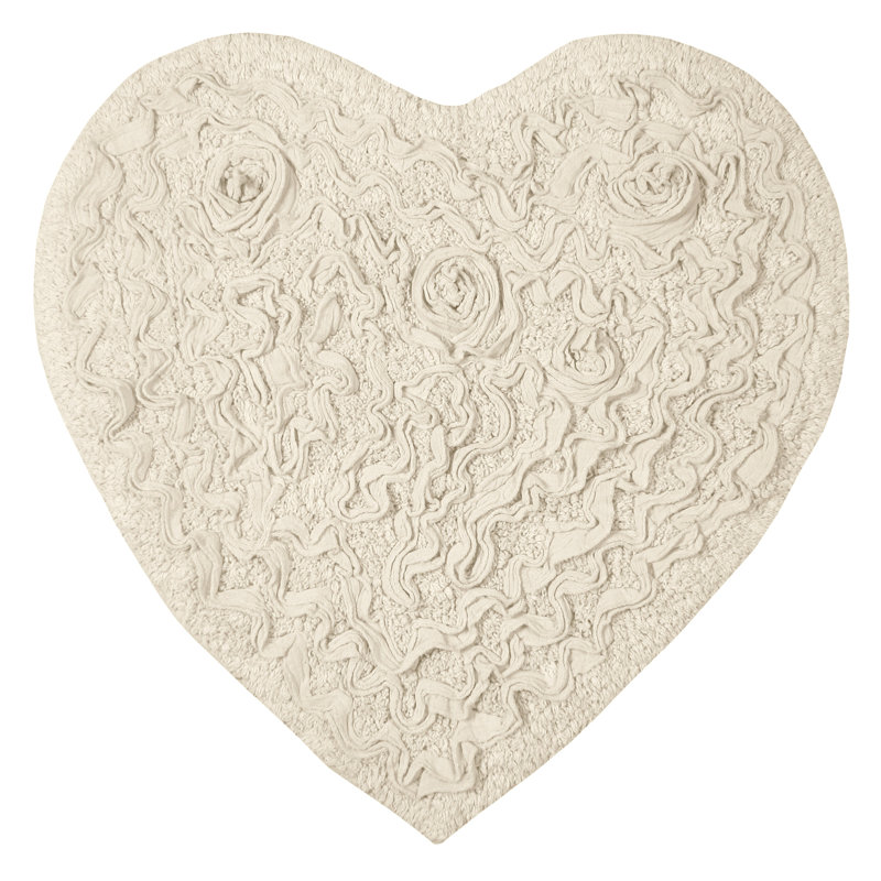Schoenberger Heart Shape Bath Rug 25"x25", Ivory