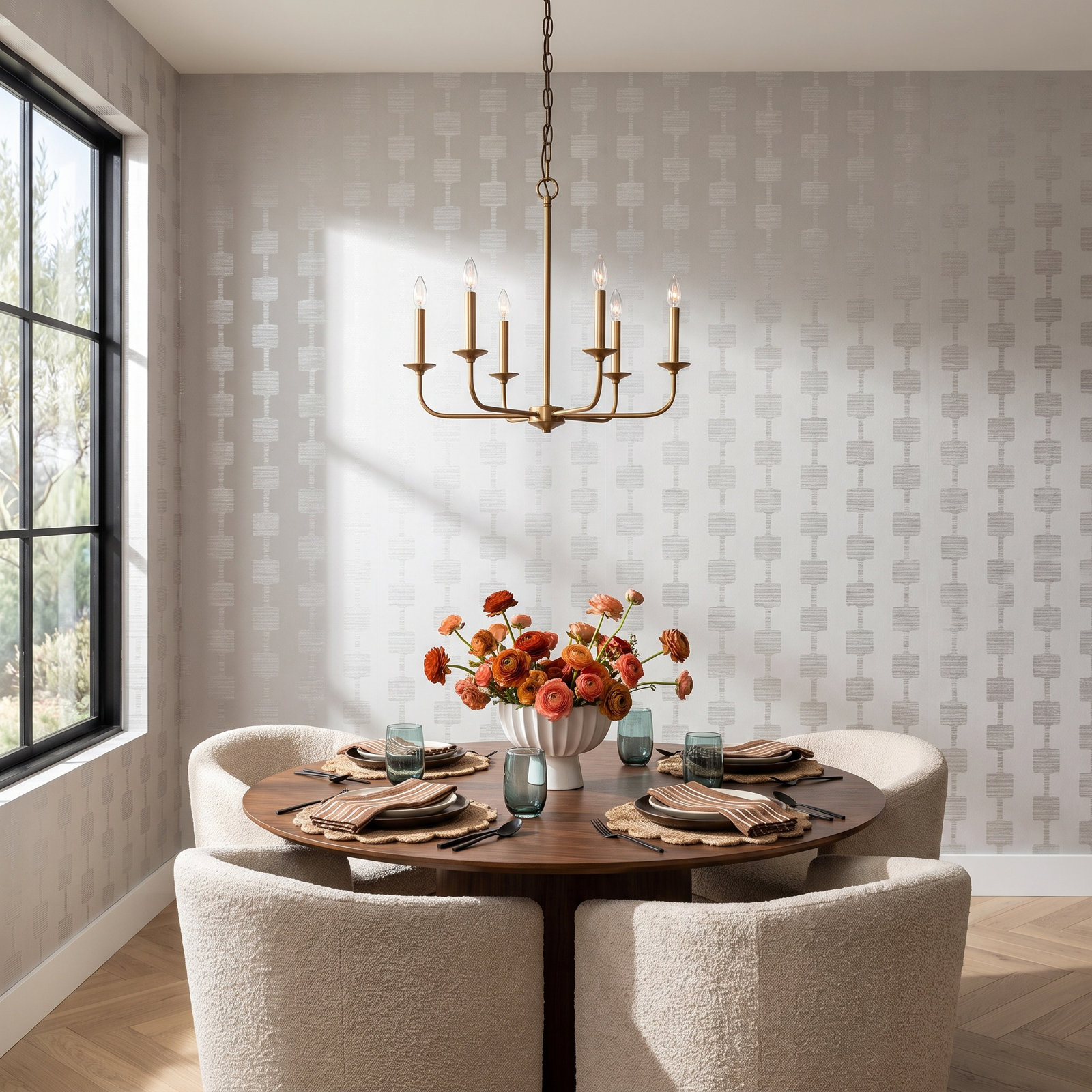 Boudin Modern Geometric Wallpaper, Gray