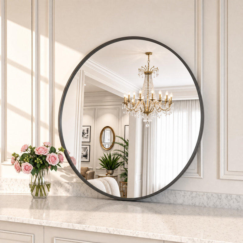 Miroir de salle de bain Lunara, 18 po x 18 po, Noir