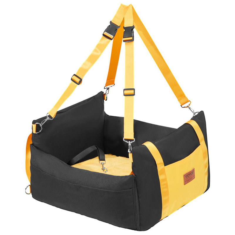 Siège d'auto pour chien de 25 po et moins, Noir / Jaune