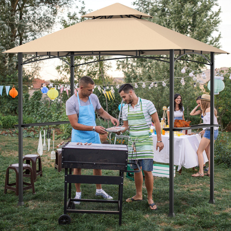 8 Ft. W x 5 Ft. D Steel Grill Gazebo, Beige
