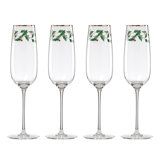 Lenox Holiday Decal Flute Glasses, Set Of 4