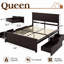 Grand lit plateforme en bois massif avec 4 tiroirs de rangement, pour enfants, adolescents, espresso-587188336-587188337
