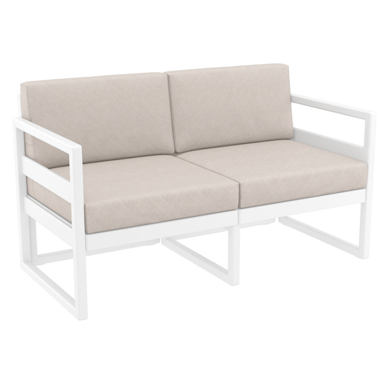 Causeuse d'extérieur Lane avec coussins Sunbrella, Toile granit Sunbrella®, Blanc
