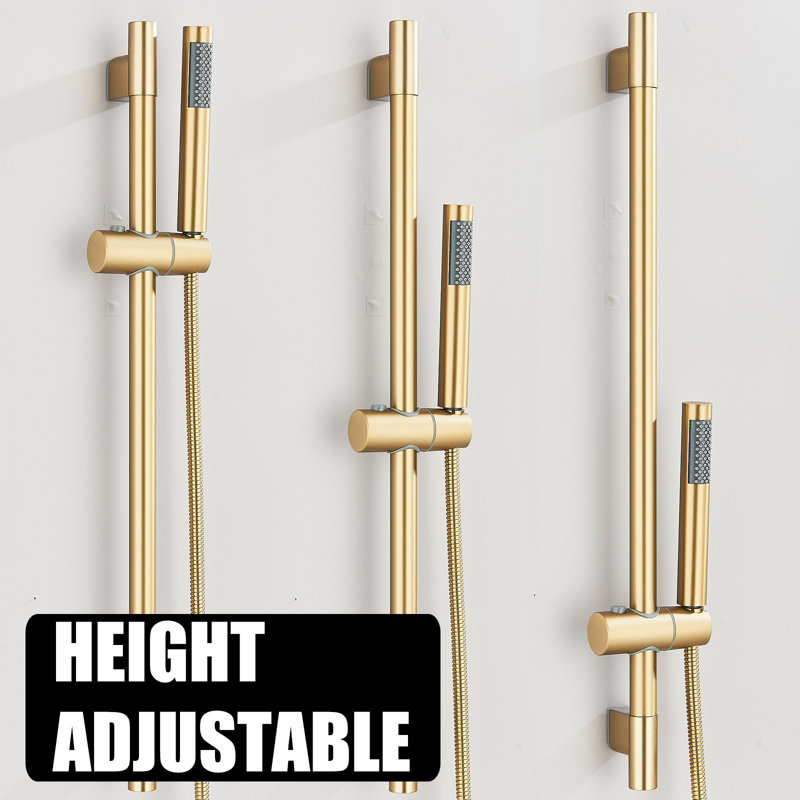 Hand Shower with Slide Bar, Handheld Shower with High Pressure Spray, Brushed Gold