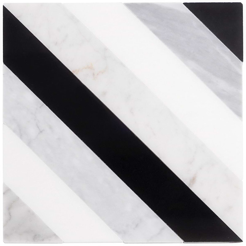 Bowery 8x8 Geometric Polished Marble Mosaic Tile