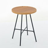 Patio Rattan Rock Slab Bar Table, Outdoor Round Small Bar Table For 4 People