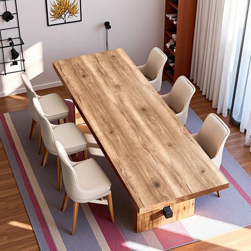 Table de salle à manger rectangulaire en bois massif, H 29,53 po x L 70,87 po x l 31,5 po
