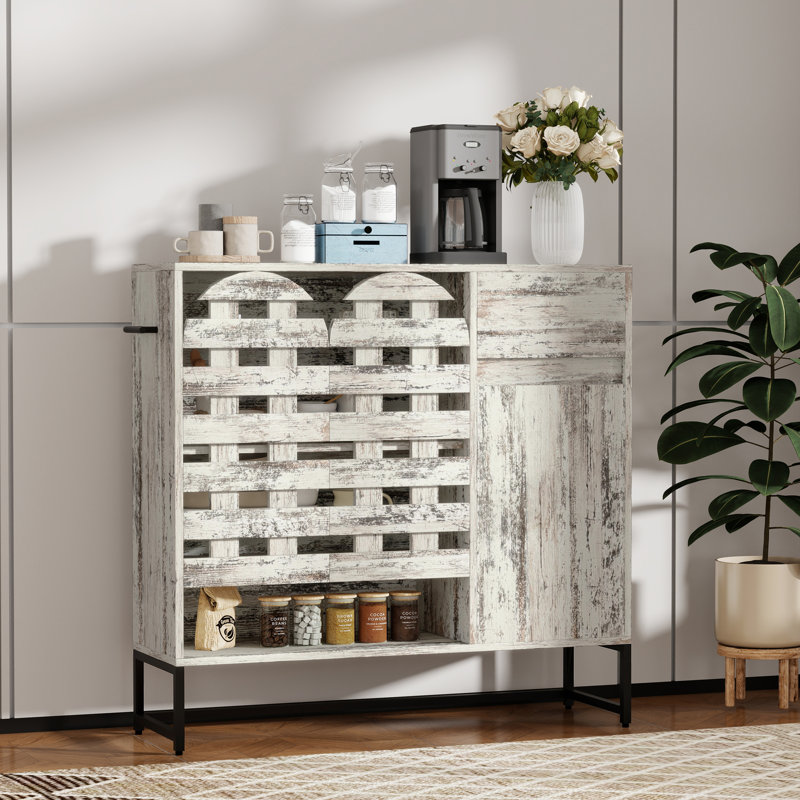 44.3"Farmhouse Sideboard Cabinet with Storage, White/Vintage